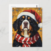 サンタハットベルネーズマウンテンドッグフェスティバルクリスマス ポストカード (正面/裏面)