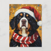 サンタハットベルネーズマウンテンドッグフェスティバルクリスマス ポストカード (正面)