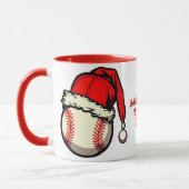 サンタハットベースボールクリスマスユニセックスクリスマスパーティー マグカップ (左)