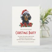 サンタハットペットのダシュント犬クリスマスパーティー 招待状 (スタンド正面)