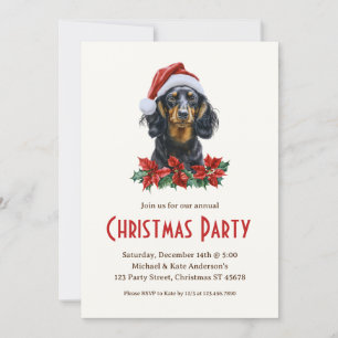 サンタハットペットのダシュント犬クリスマスパーティー 招待状