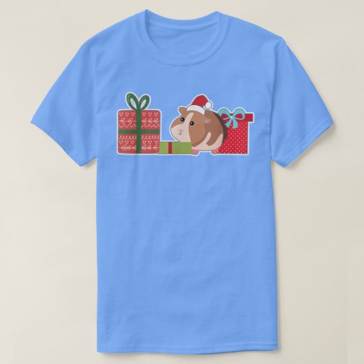 サンタハットペットグインのかわいいクリスマスモルモット Tシャツ (デザイン正面)