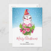 サンタハットホリデーの可愛いクリスマスペンギン シーズンポストカード (正面/裏面)