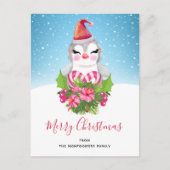 サンタハットホリデーの可愛いクリスマスペンギン シーズンポストカード (正面)