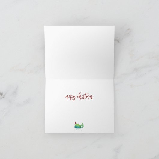 サンタハットホリデーカード付きキュートなクジラ サンキューカード (内部)