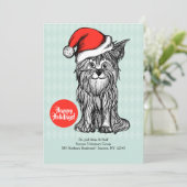 サンタハットホリデーカード付き犬 招待状 (スタンド正面)