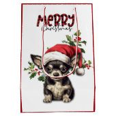 サンタハットホリースコティッシュテリアクリスマス ミディアムペーパーバッグ (裏面)