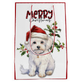 サンタハットホリーマルチーズドッグクリスマス ミディアムペーパーバッグ (裏面)