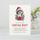 サンタハットホワイトドッグのクリスマスパーティーにハバニーズ 招待状 (スタンド正面)
