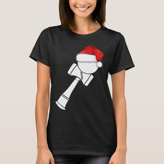 サンタハットホワイト付きクリスマスけん玉 Tシャツ (正面)