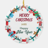 サンタハットボクサーパピーボーンリース セラミックオーナメント (裏面)