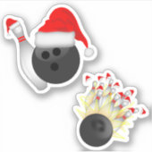 サンタハットボーリングボールがクリスマスを飾る シール (正面)