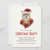 サンタハットポインセティアスのクリスマスパーティーにコヨーテ 招待状 (正面)