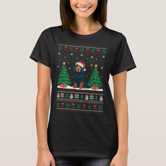 サンタハットポルトガルの水犬クリスマスツリー灯Ug Tシャツ (正面)