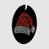 サンタハットポープリントクリスマスドッグ愛犬母 オーナメント (正面)