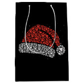 サンタハットポープリントクリスマスドッグ愛犬母 ミディアムペーパーバッグ (正面)