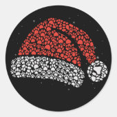 サンタハットポープリントクリスマスドッグ愛犬母 ラウンドシール (正面)