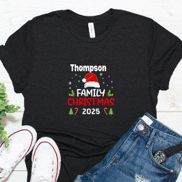 サンタハットマッチングファミリー名年クリスマス Tシャツ