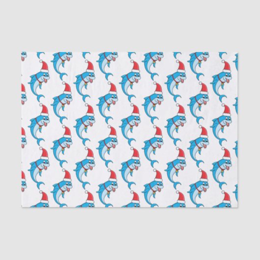 サンタハットマンガの可愛いイルカ 薄葉紙 (正面)