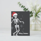 サンタハットメリークリスマスのスケルトン ポストカード (スタンド正面)