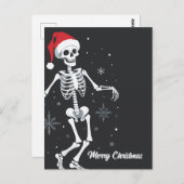 サンタハットメリークリスマスのスケルトン ポストカード (正面/裏面)