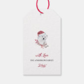 サンタハットメリークリスマスの可愛いホッキョクグマ ギフトタグ (裏面)