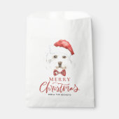 サンタハットメリークリスマスの水彩マルチーズ フェイバーバッグ (正面)