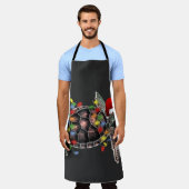 サンタハットメリークリスマスを着たウミガメ エプロン (着用した状態)