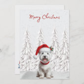 サンタハットメリークリスマスカードでウェスティー シーズンカード (正面/裏面)