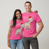 サンタハットヤギクリスマス照明醜いヤギのクリスマス Tシャツ (ユニセックス)