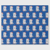 サンタハットラッピング付きクリスマスハスキー紙 ラッピングペーパー (フラット)