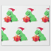 サンタハットラッピング紙付きクリスマス恐竜 ラッピングペーパー (フラット)