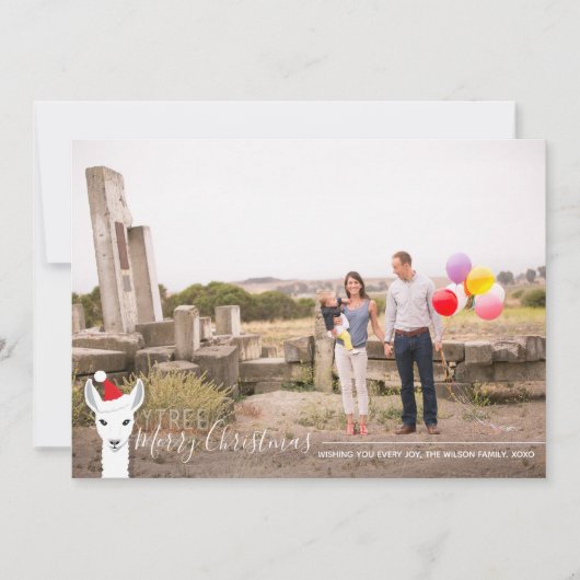 サンタハットラマフォトクリスマス シーズンカード (正面)