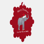 サンタハットレッドの可愛いクリスマスカスタムゾウ オーナメントカード (右)