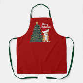 サンタハットレッドホリデーの可愛いクリスマスコルギ エプロン (正面)