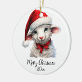 サンタハットレッドボウのメリークリスマスヒツェカスタムツ セラミックオーナメント (左)