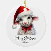 サンタハットレッドボウのメリークリスマスヒツェカスタムツ セラミックオーナメント (裏面)