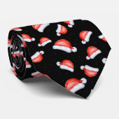 サンタハットレッド白黒クリスマスパターン ネクタイ (ロール)