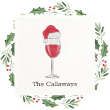 サンタハットワイングラスパーソナライズされたホリデーパーティー