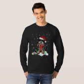 サンタハット付きのかわいいシュナウザーのクリスマスライト Tシャツ (正面フル)