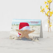 サンタハット付きのクリスマスヒトデ カード (黄色い花)