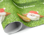 サンタハット付きアメリカンフットボールのクリスマスホリデー ラッピングペーパー (ロールコーナー)