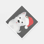 サンタハット付きウエストハイランドドッグ スタンダードランチョンナプキン (角)