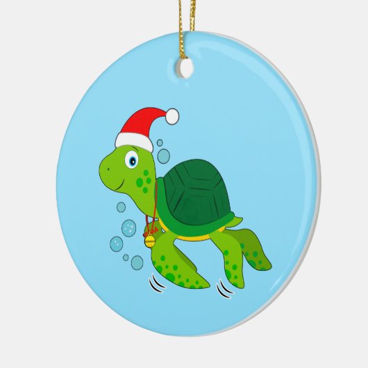 サンタハット付きウミガメ セラミックオーナメント (左)
