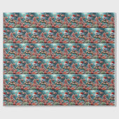 サンタハット付きウミガメ ラッピングペーパー (フラット)