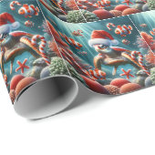 サンタハット付きウミガメ ラッピングペーパー (ロールコーナー)