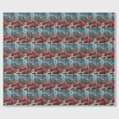 サンタハット付きウミガメ ラッピングペーパー (フラット)