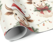 サンタハット付きクリスマスカウ ラッピングペーパー (ロールコーナー)