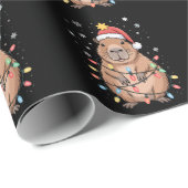 サンタハット付きクリスマスカピバラクリスマスライトツリー ラッピングペーパー (ロールコーナー)