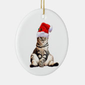 サンタハット付きクリスマスキャット セラミックオーナメント (右)